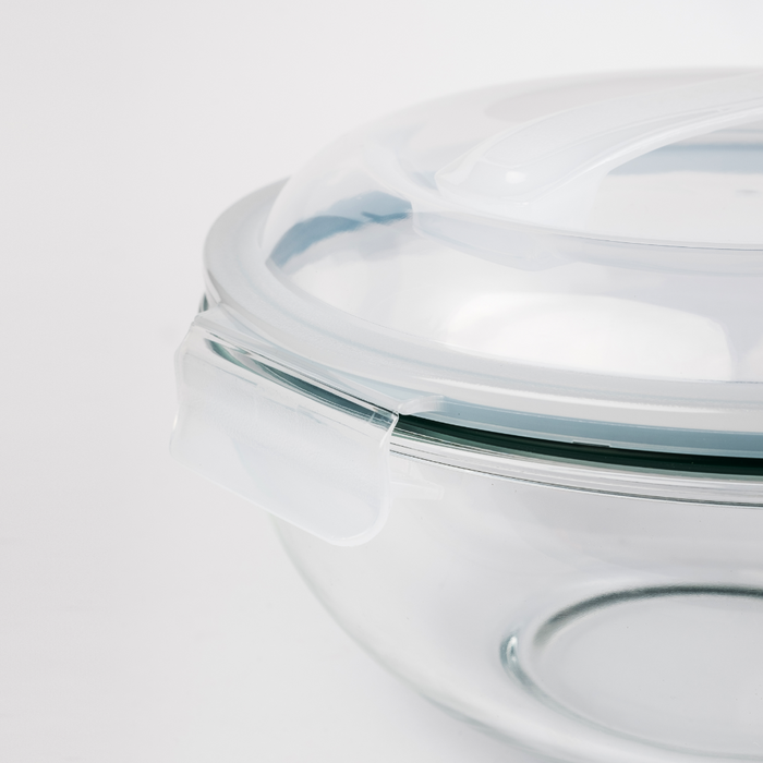 5-Piece Round Glass Food Container with Locking Lid Set