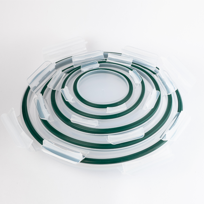 5-Piece Round Glass Food Container with Locking Lid Set