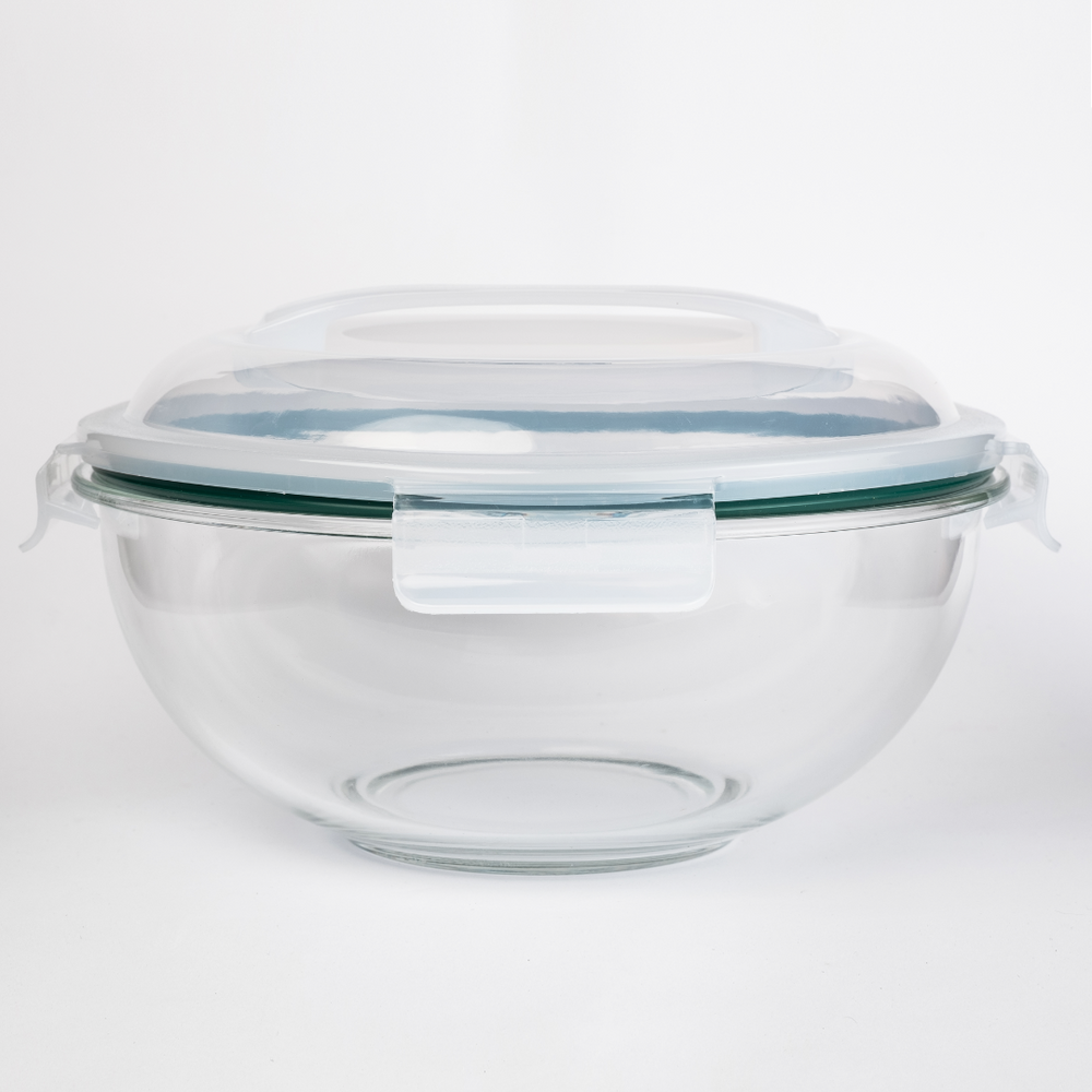 5-Piece Round Glass Food Container with Locking Lid Set