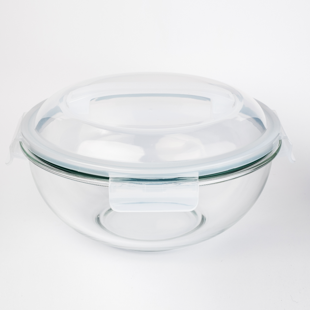 5-Piece Round Glass Food Container with Locking Lid Set