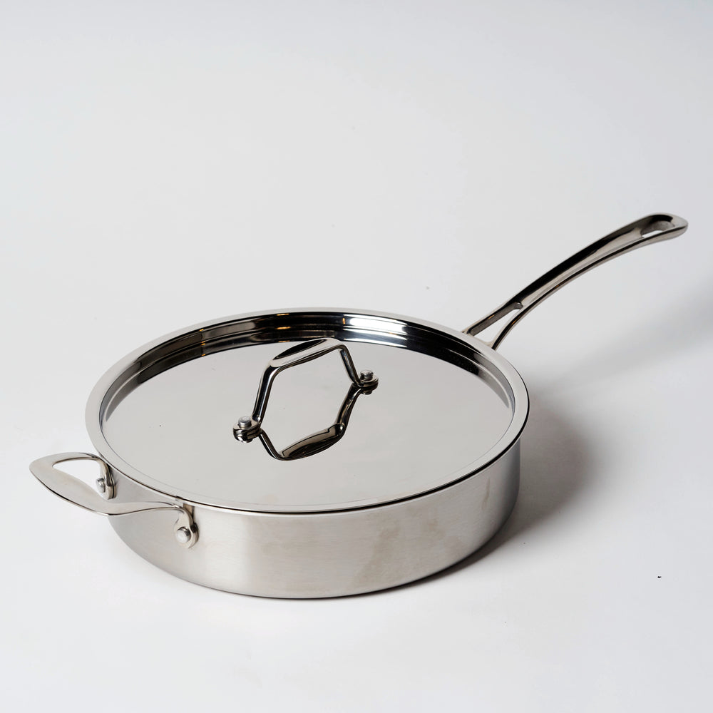 tri-ply stainless steel non stick saute pan with lid