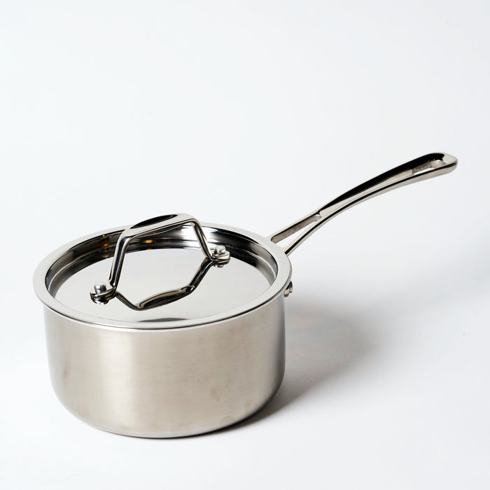 tri-ply stainless steel saucepan with lid
