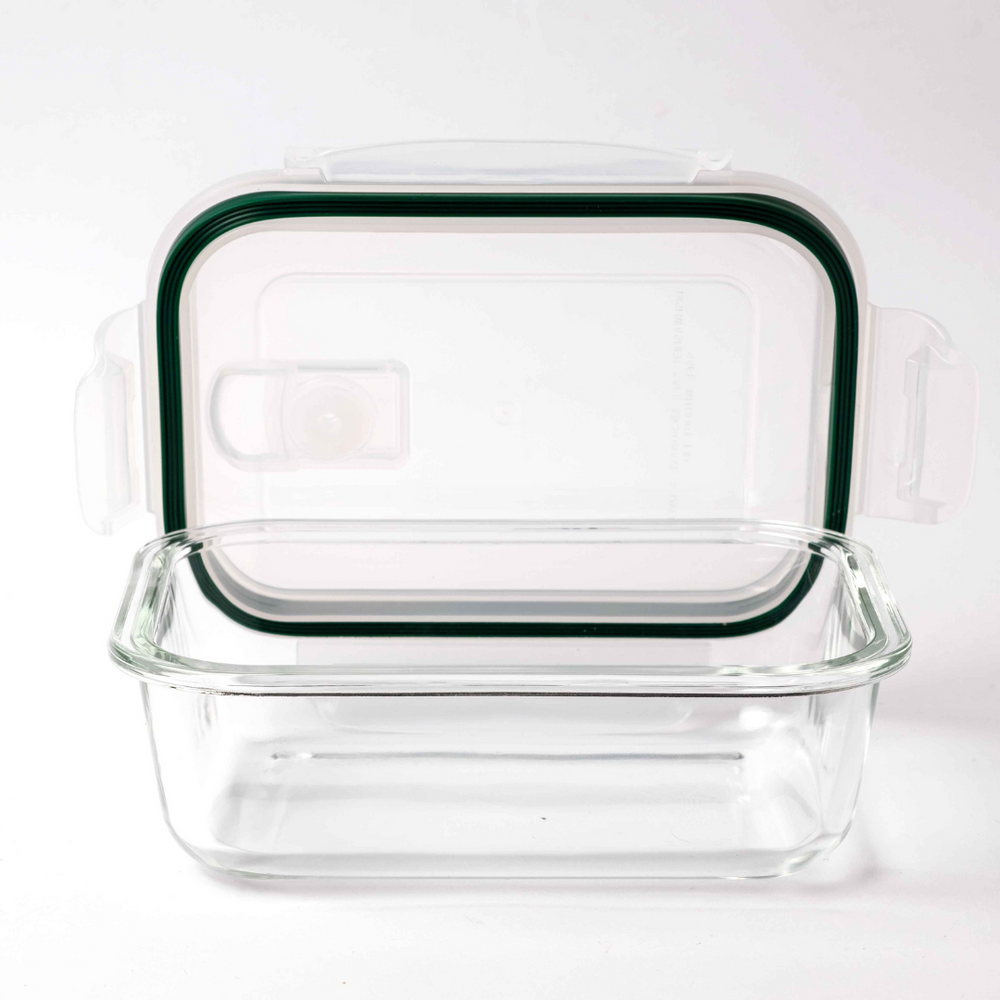 4-Piece Rectangular Glass Food Container with Vent Lid Set