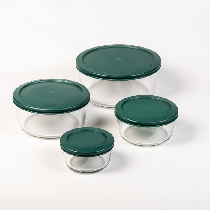 4-Piece Round Glass Food Container with Lid Set