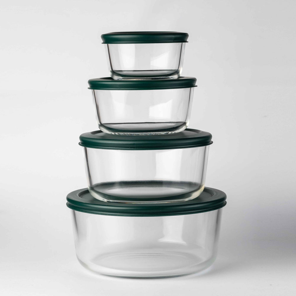 4-Piece Round Glass Food Container with Lid Set
