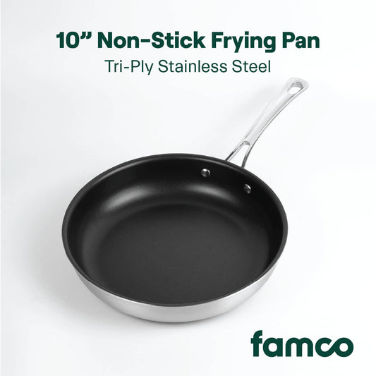 Tri-ply Stainless Steel 10" Non-Stick Frying Pan