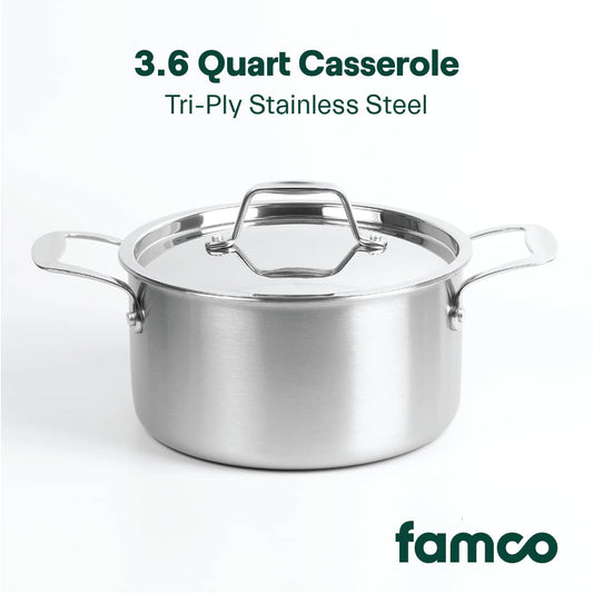 Tri-ply Stainless Steel 3.6 Quart Casserole